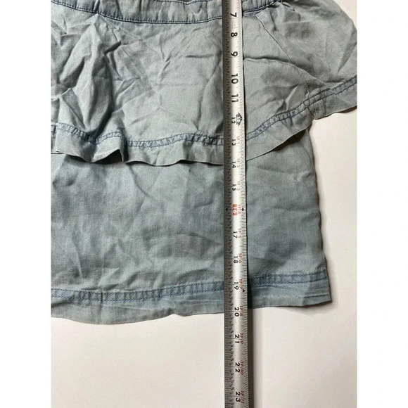 Free People Woman’s Blue Sky Chambray Off The Shoulder Layered Cropped Top XS - Picture 5 of 7